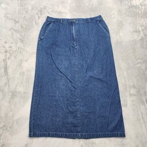Vintage‎ TY Wear Skirt Womens 16 Blue Denim Maxi Straight Pencil Pockets Western